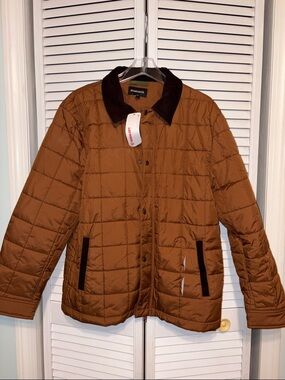 **Flawed** NWT Bonobos Men's Quilted Brown Jacket with Contrast Collar Size L